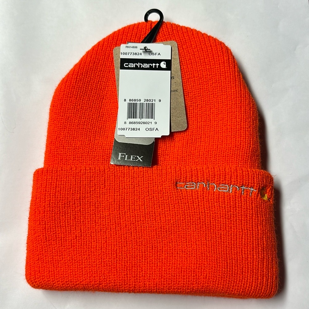 Carhartt Rib Knit 3M Thinsulate Flex Beanie Style Hat - Bright Orange